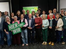 Das Foto zeigt die Stadtratskandidaten von Bündnis 90/Die Grünen für die Stadtratswahl 2026. 